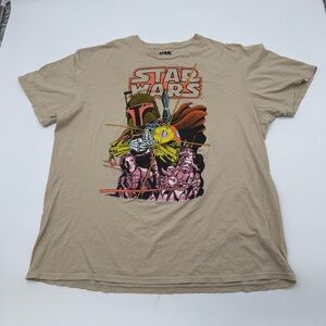 Star Wars Comic Book Boba Fett Princess Leia Men's Mad Engine T-Shirt Sz L Beige